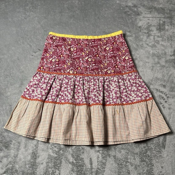 Vintage American Eagle Skirt Size 0 Tiered Lace Coquette Mini Multico Y2K 2000's - Picture 1 of 8
